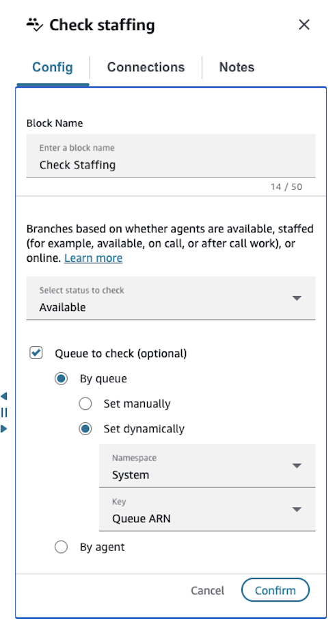 Check staffing block configured for queue transfer